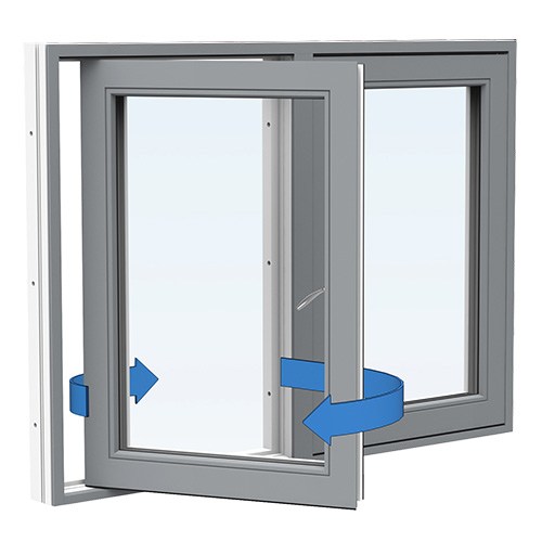 Energi Aluminium Sideswing-fönster 14, 6, Askgrå