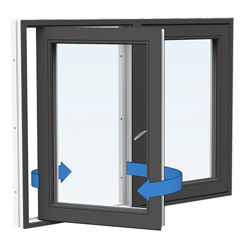 Energi Aluminium Sideswing-fönster 12, 13, Antracitgrå