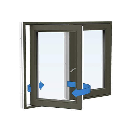Energi Aluminium Sideswing-fönster 11, 17, Olivgrön