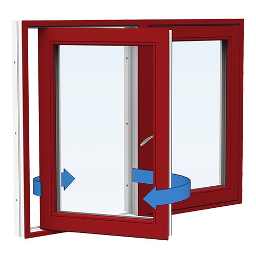 Energi Aluminium Sideswing-fönster 11, 10, Röd