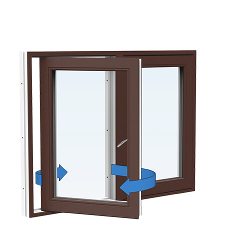 Energi Aluminium Sideswing-fönster 16, 11, Nötbrun
