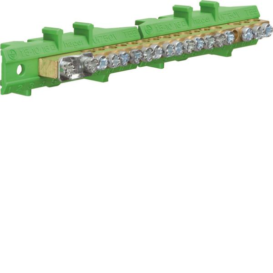 Hager KM17E Jordplint 60 A, mässing 8x16 + 8x10 + 1x25 mm²