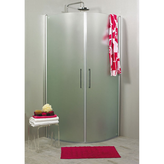 Duschvägg Noro Fix Trend rund Frostat glas, 800 x 900 mm