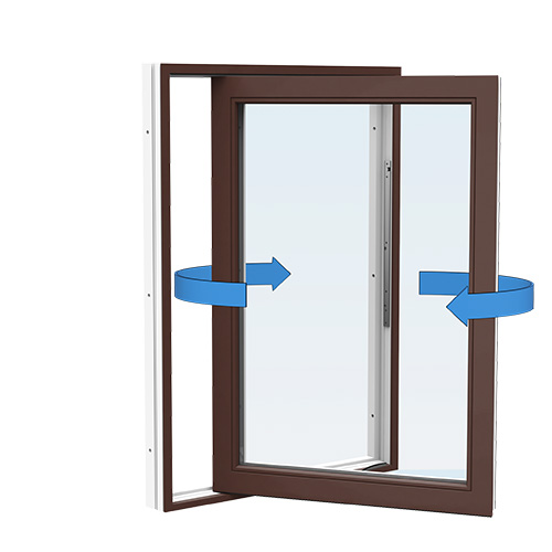 Energi Aluminium Sideswing-fönster 7, 9, Nötbrun