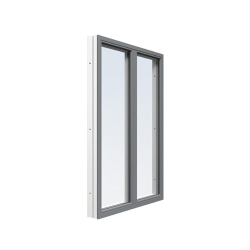 Energi Aluminium Fast fönster med mittpost 10, 10, Askgrå