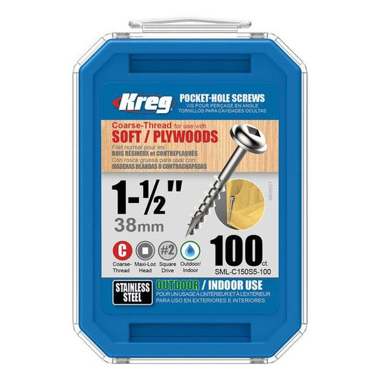 Kreg SML-C150S5-100 Skruv 38 mm, rostfri 100-pack