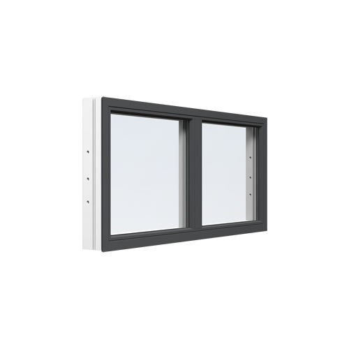 Energi Aluminium Fast fönster med mittpost 11, 12, Antracitgrå