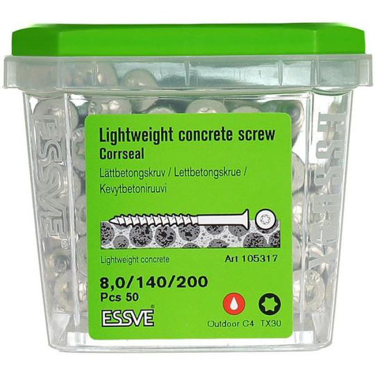 ESSVE CorrSeal TX30 Lättbetongskruv 8,0x200mm, 50-pack