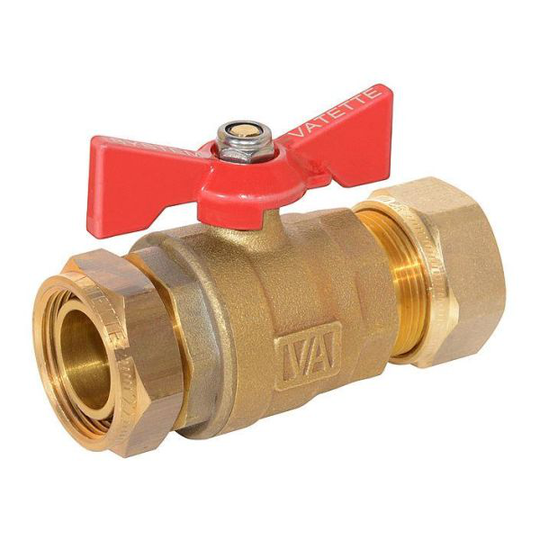 Vatette 8547100 Avstängningsventil 22 mm x G20, rak Röd