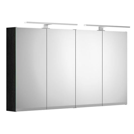 Gustavsberg Artic Spegelskåp svart ek, med LED-belysning, 120 cm