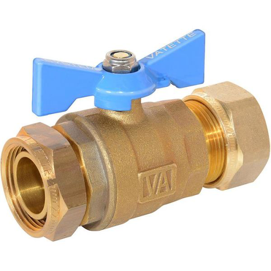 Vatette 8547102 Avstängningsventil 22 mm x G20, rak Blå