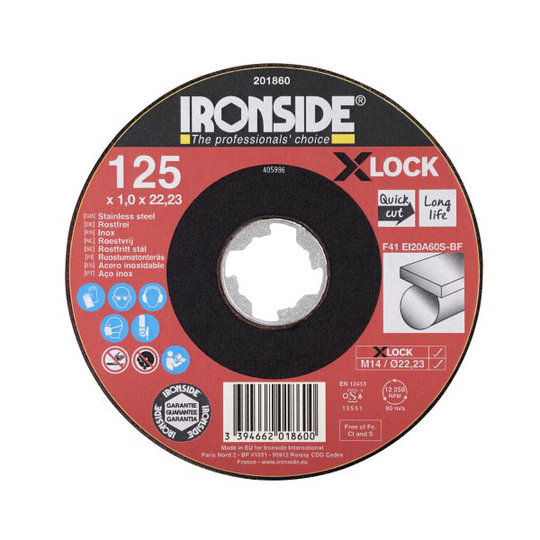 Ironside EI20A Kapskiva 125 cm, X-LOCK, för rostfritt stål, F41 125x1x22,23 mm