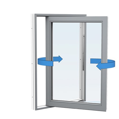 Energi Aluminium Sideswing-fönster 9, 15, Askgrå