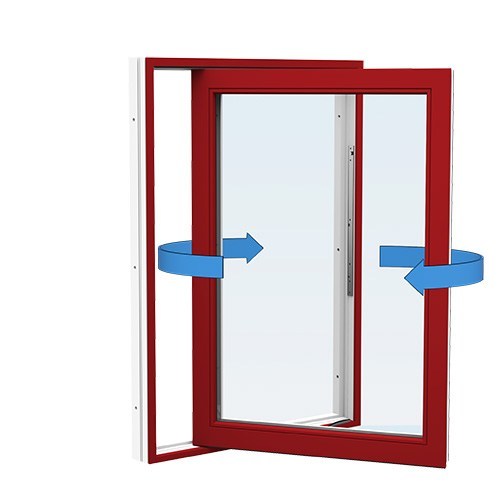 Energi Aluminium Sideswing-fönster 8, 8, Röd