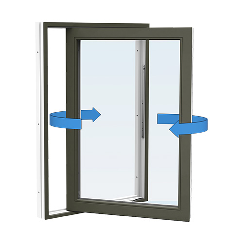 Energi Aluminium Sideswing-fönster 5, 10, Olivgrön