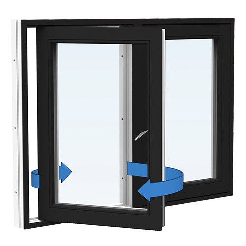 Energi Aluminium Sideswing-fönster 14, 7, Svart