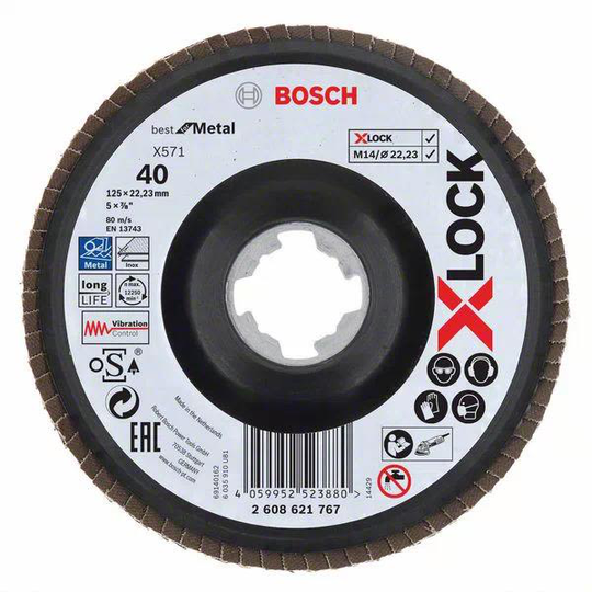 Bosch Best for Metal Lamellslipskiva med X-LOCK X571, vinklad 125 mm, G 40